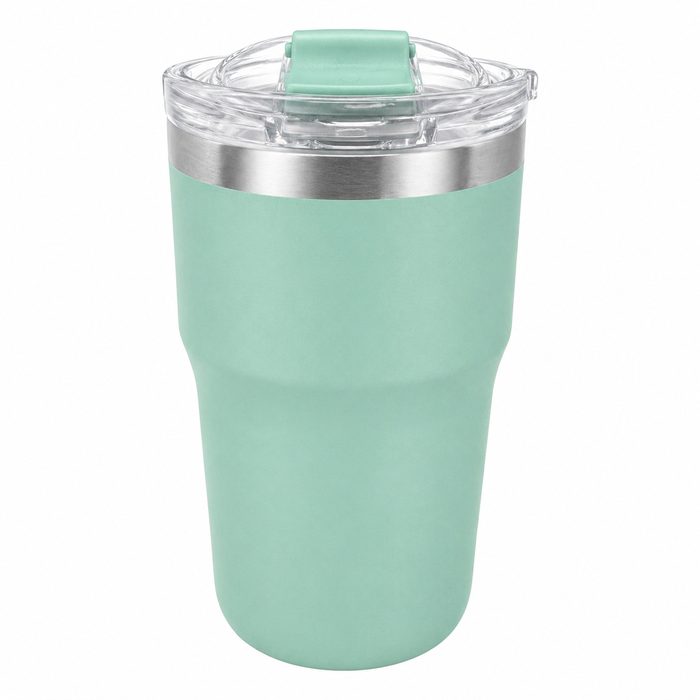 Mint green straight-sided tumbler with clear lid
