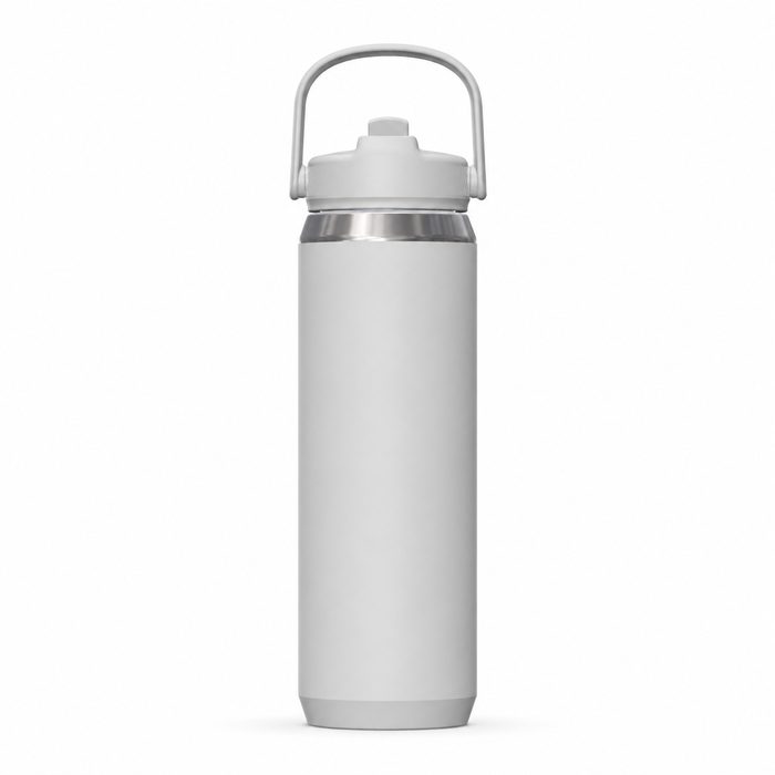 Light grey insulated bottle with carry handle